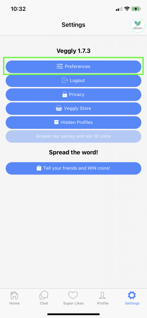 Veggly Settings