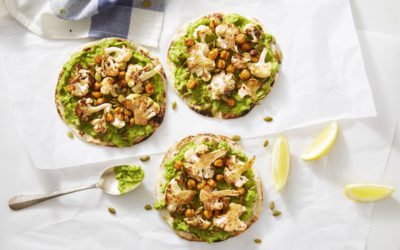 Barbecue Chickpea and Cauliflower Flatbreads with Avocado Mash