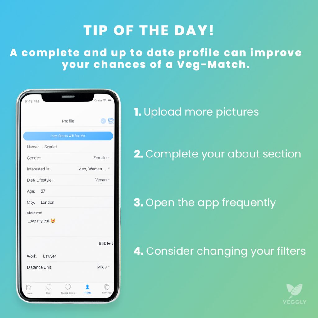 complete your veggly profile